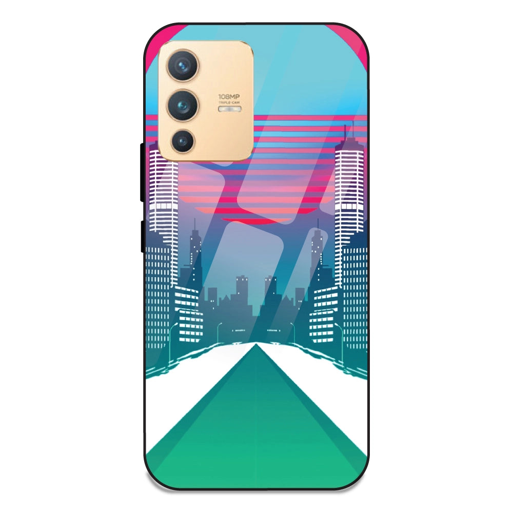 Citylight Synthwave - Glass Case For Vivo V23 Pro