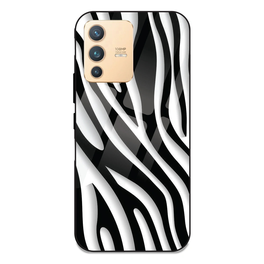 Zebra Print - Glass Case For Vivo V23 Pro