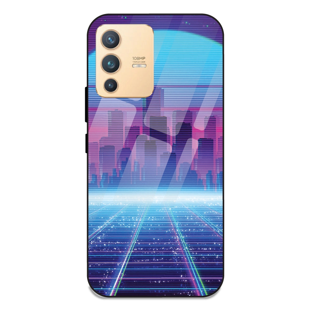 Cityscape Synthwave - Glass Case For Vivo V23 Pro