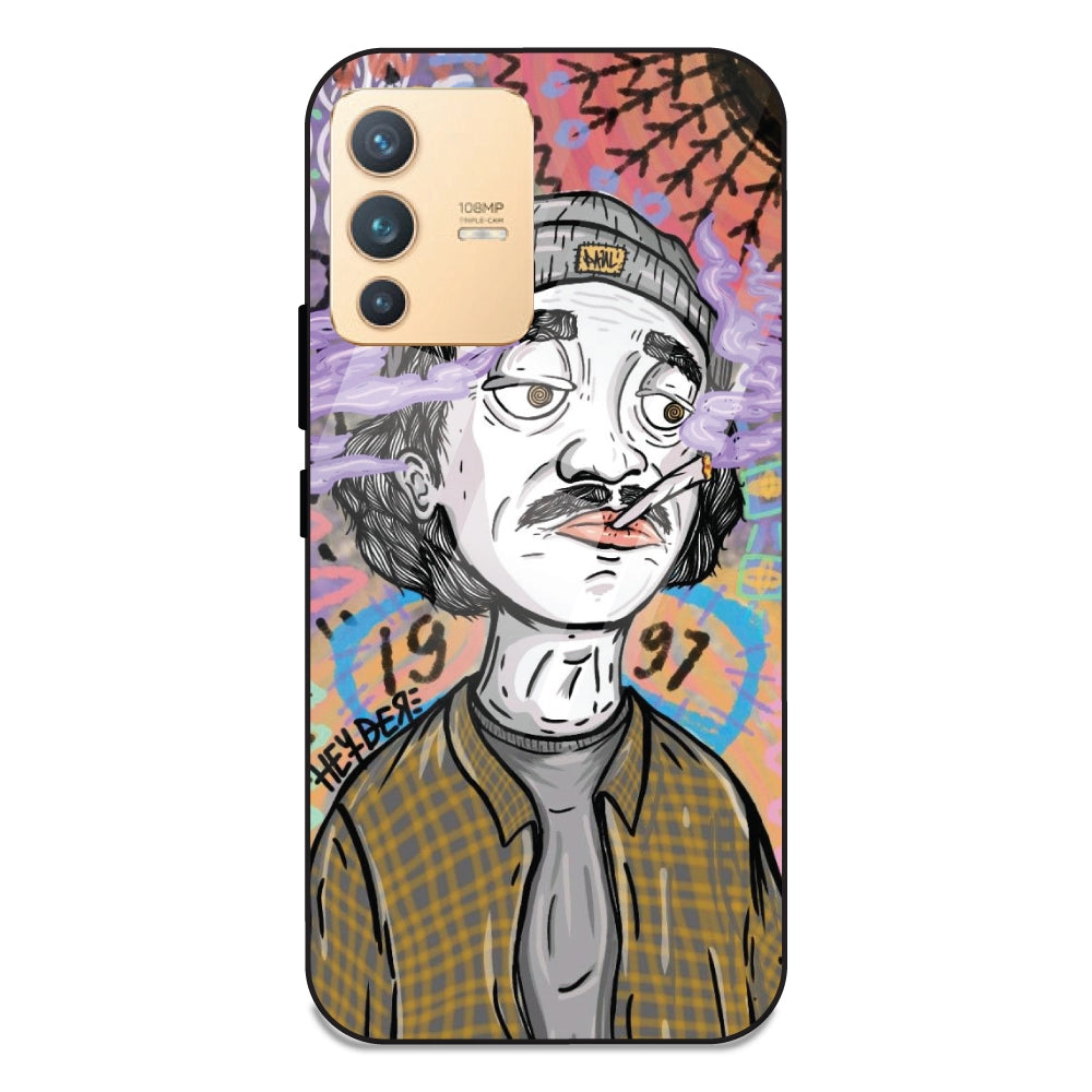 A Smoking Portrait - Glass Case For Vivo V23 Pro