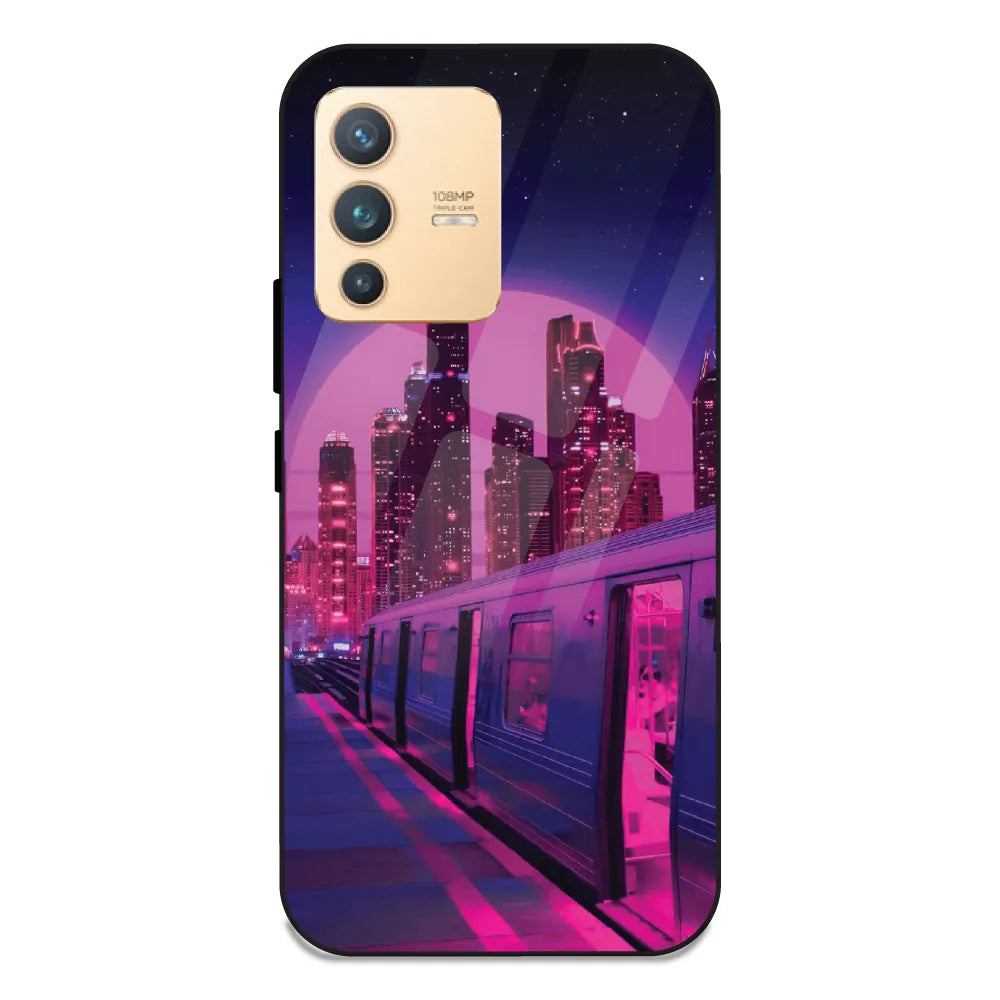 Neon City Synthwave - Glass Case For Vivo V23 Pro