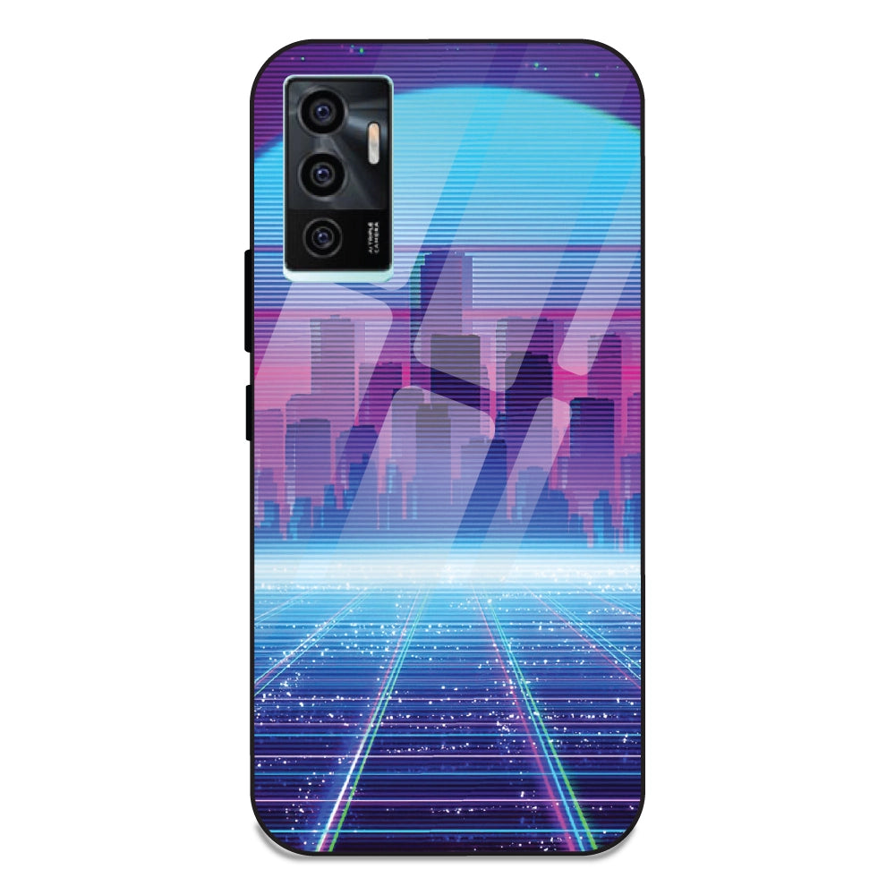 Cityscape Synthwave - Glass Case For Vivo V23E 5G