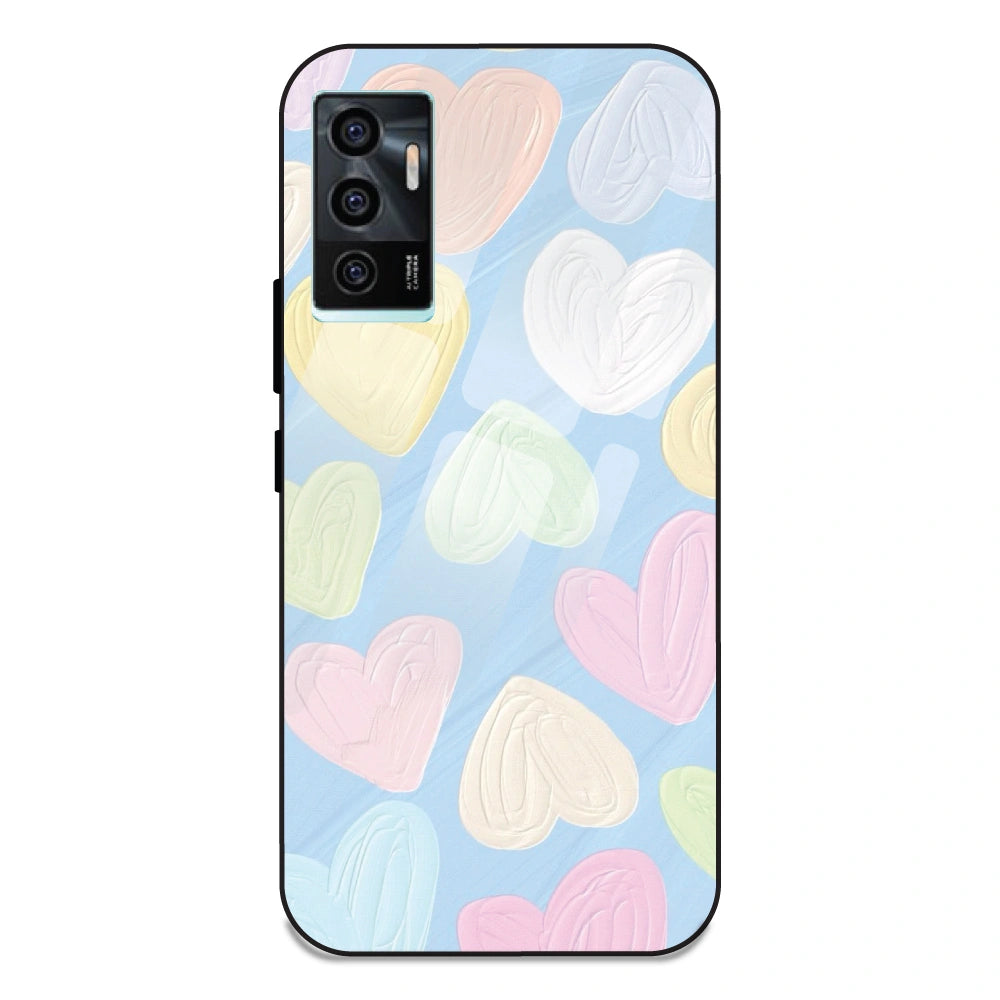 Pastel Hearts - Glass Case For Vivo V23E 5G