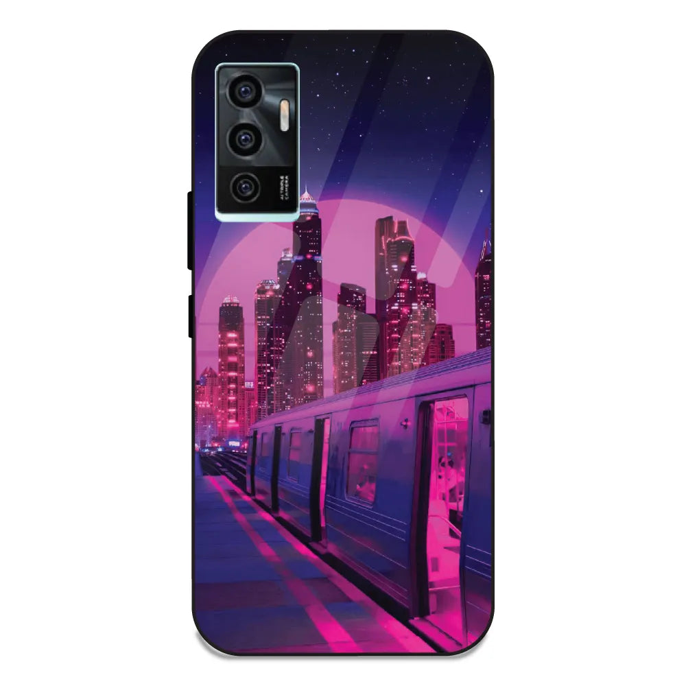 Neon City Synthwave - Glass Case For Vivo V23E 5G