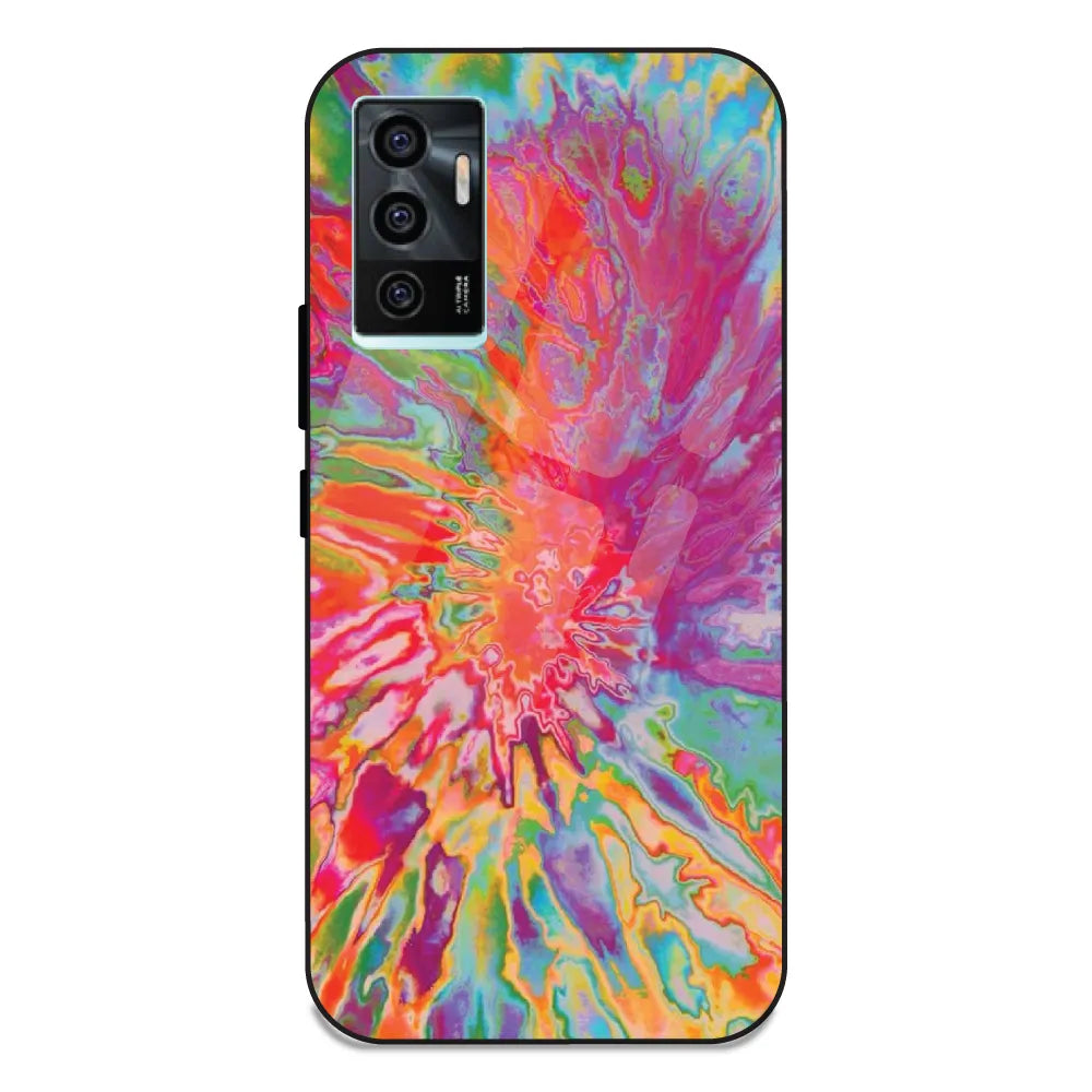 Orange Splash Tie Dye - Glass Case For Vivo V23E 5G
