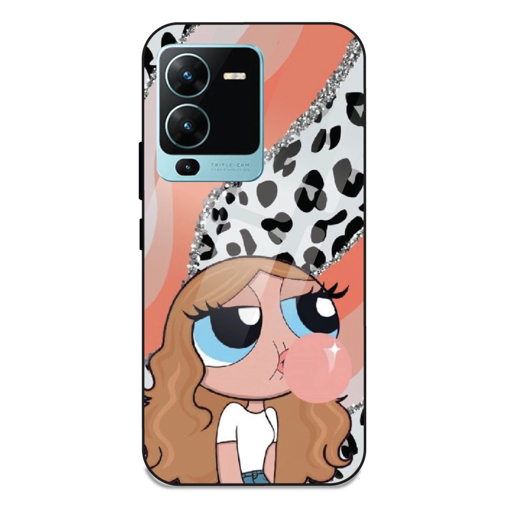 Peach Print Baddie Girl - Glass Case For Vivo V25 Pro