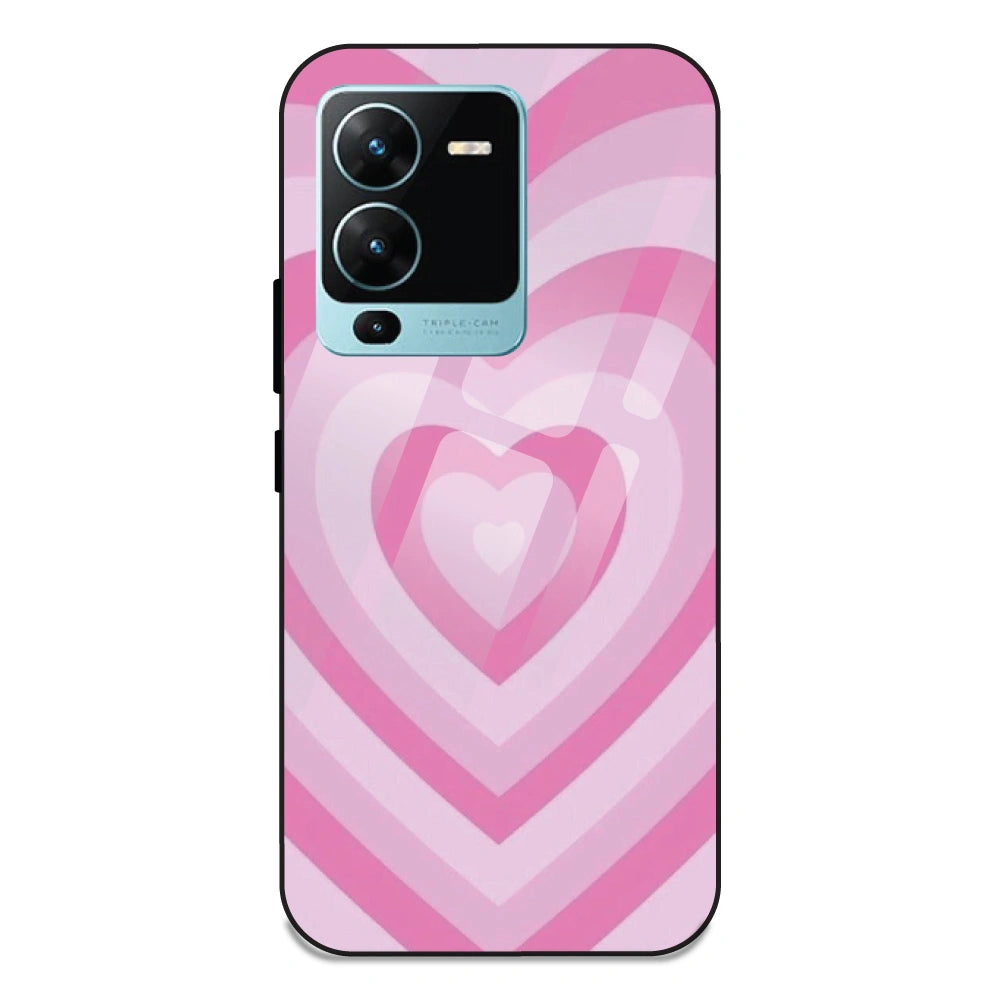 Pink Hearts - Glass Case For Vivo V25 Pro