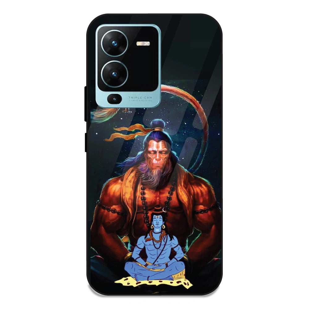 Lord Shiva & Lord Hanuman - Glass Case For Vivo V25 Pro