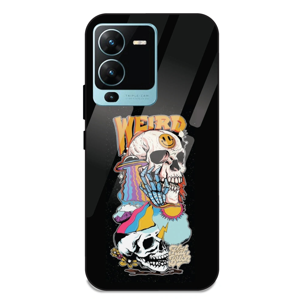 Weird Skull Graffiti - Glass Case For Vivo V25 Pro