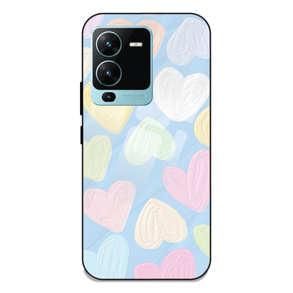 Pastel Hearts - Glass Case For Vivo V25 Pro