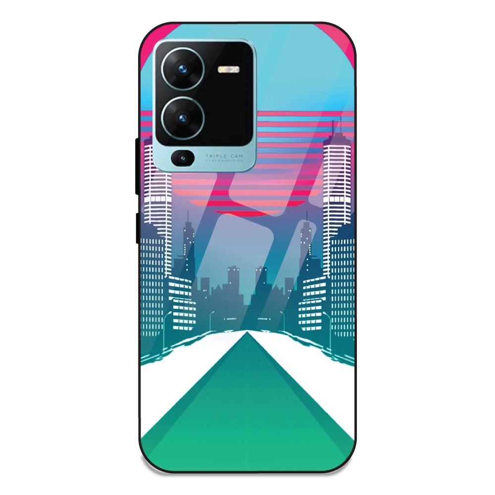 Citylight Synthwave - Glass Case For Vivo V25 Pro