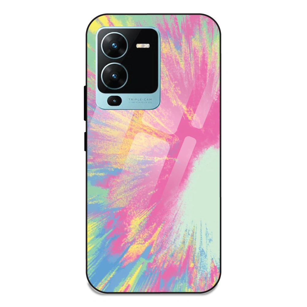 Pastel Splash Tie Dye - Glass Case For Vivo V25 Pro