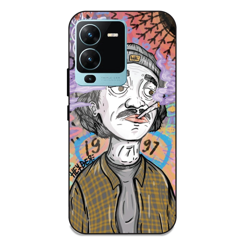 A Smoking Portrait - Glass Case For Vivo V25 Pro