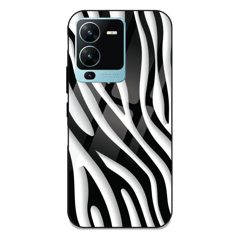 Zebra Print - Glass Case For Vivo V25 Pro