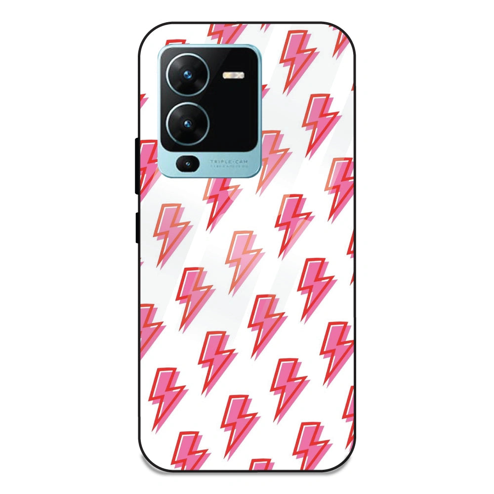 Pink Lightning Bolts - Glass Case For Vivo V25 Pro