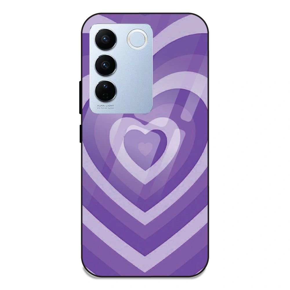 Purple Hearts - Glass Case For Vivo Models