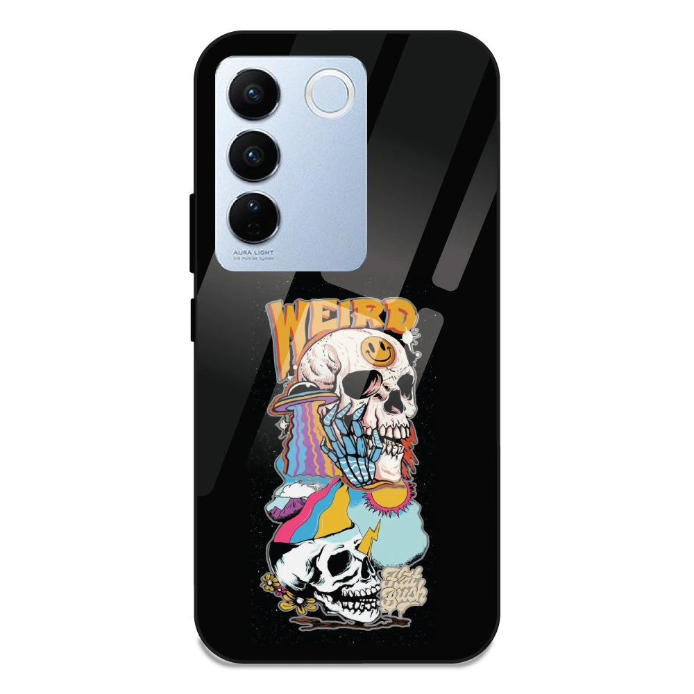 Weird Skull Graffiti - Glass Case For Vivo V27 Pro