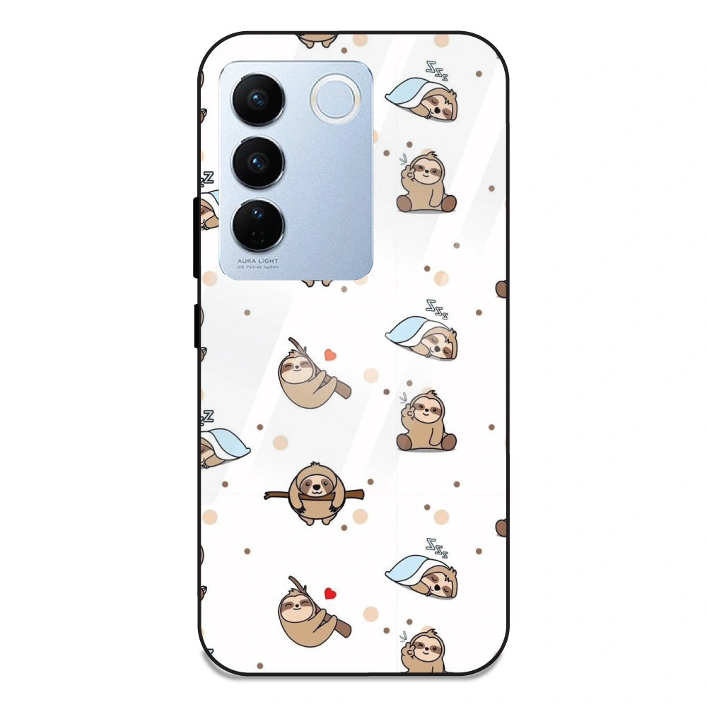 Sloths - Glass Case For Vivo V27 Pro