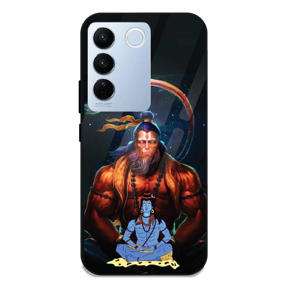 Lord Shiva & Lord Hanuman - Glass Case For Vivo V27 Pro