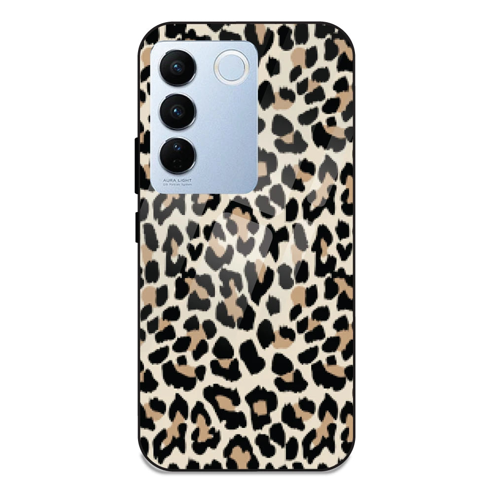Leopard Print - Glass Case For Vivo V27
