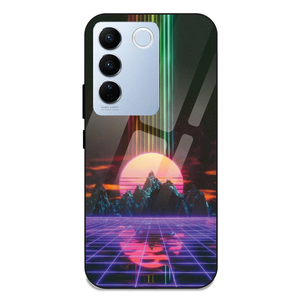 Retro Sunset Synthwave - Glass Case For Vivo V27