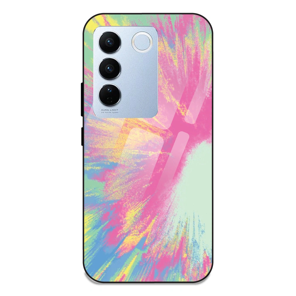 Pastel Splash Tie Dye - Glass Case For Vivo V27