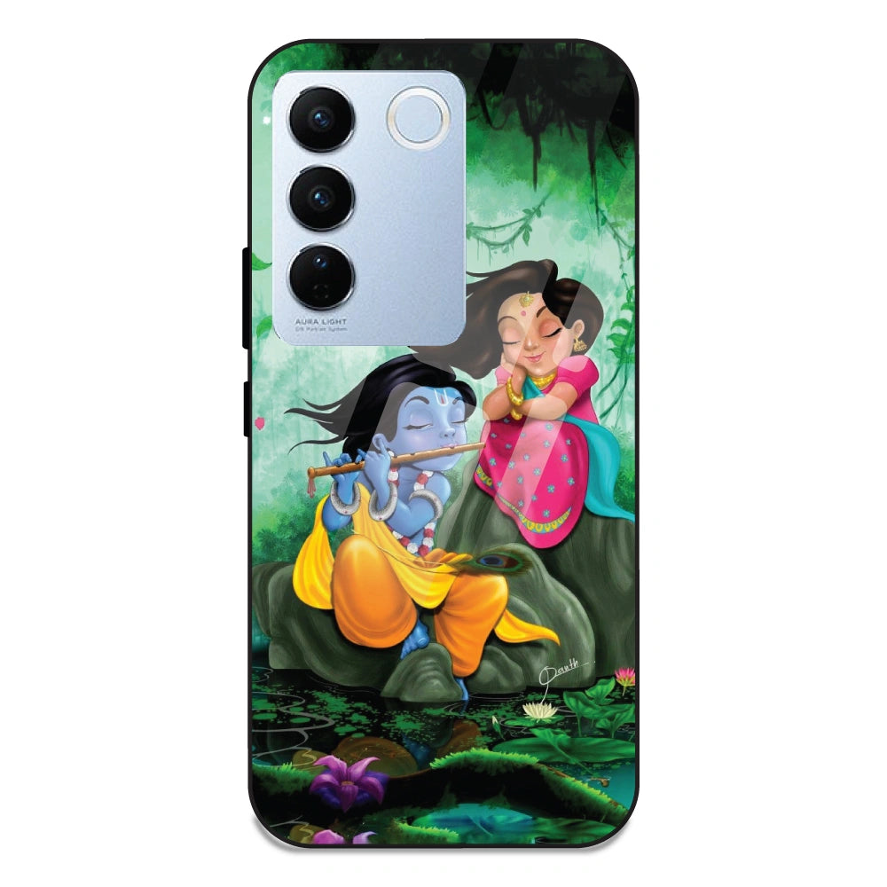 Radha Krishna - Glass Case For Vivo V27 Pro
