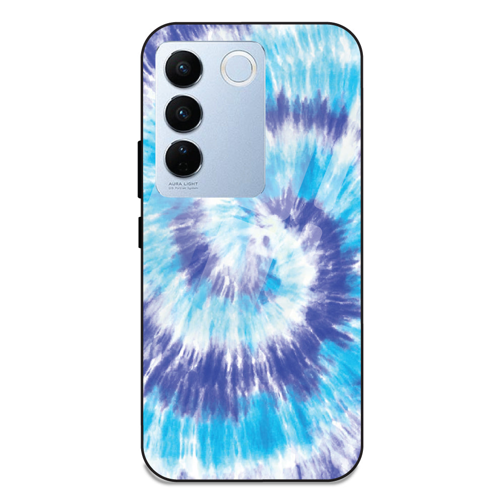 Aqua Tie Dye - Glass Case For Vivo V27