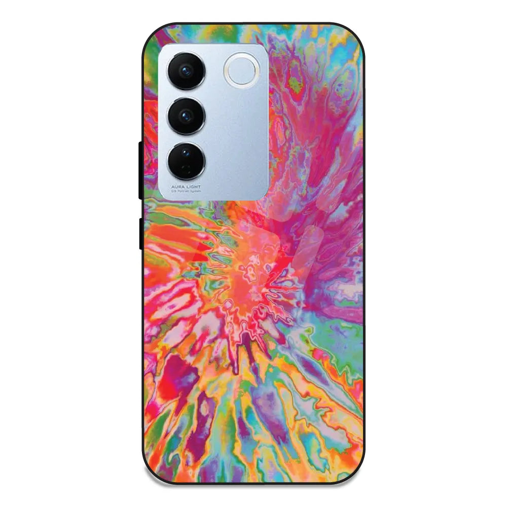 Orange Splash Tie Dye - Glass Case For Vivo V27