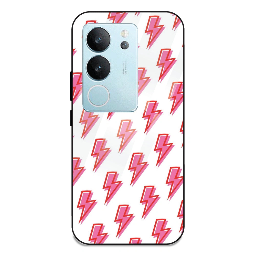 Pink Lightning Bolts - Glass Case For Vivo V29 5G