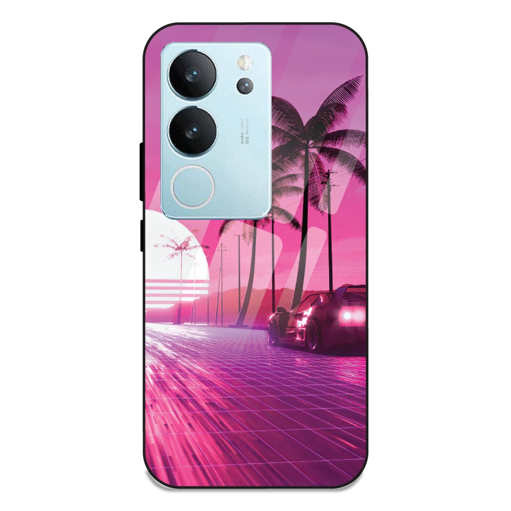 Retro Beach Synthwave - Glass Case For Vivo V29