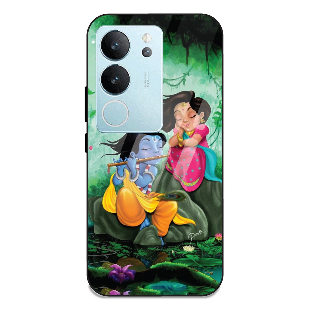 Radha Krishna - Glass Case For Vivo V29