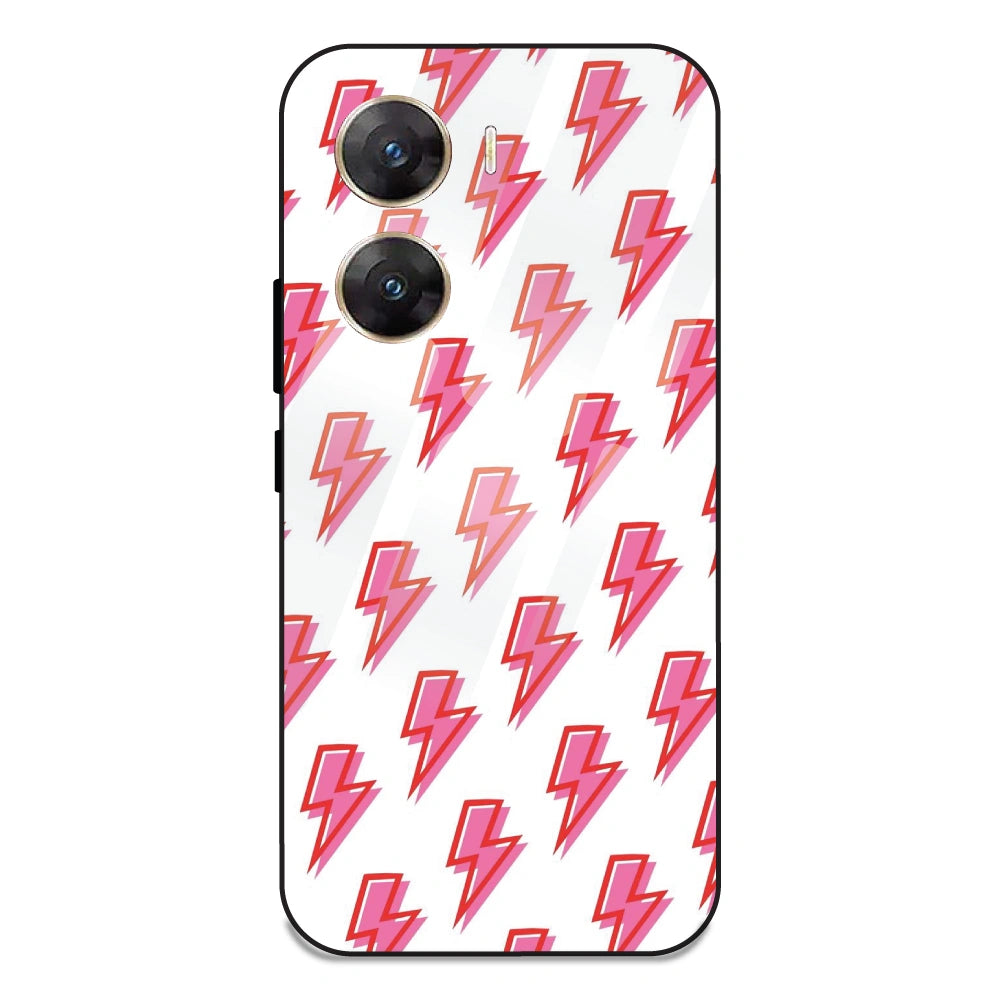Pink Lightning Bolts - Glass Case For Vivo V29E 5G