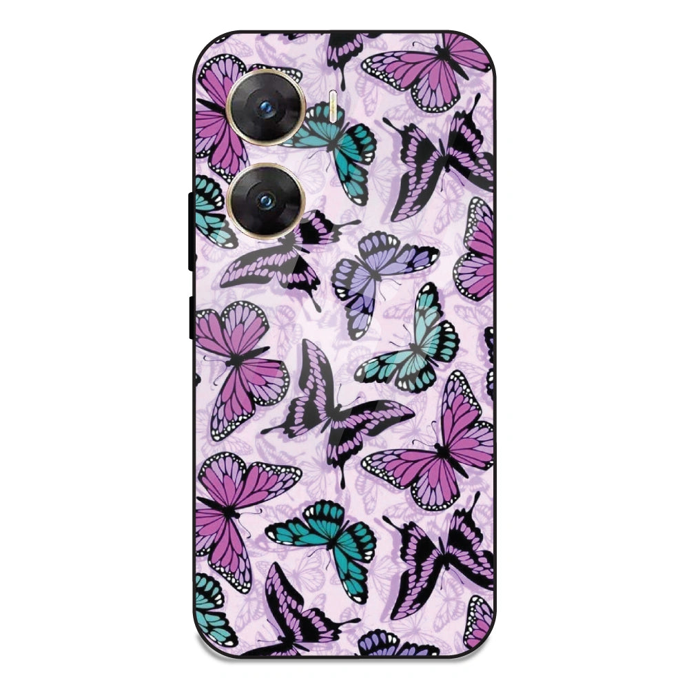 Purple Butterflies - Glass Case For Vivo V29E 5G