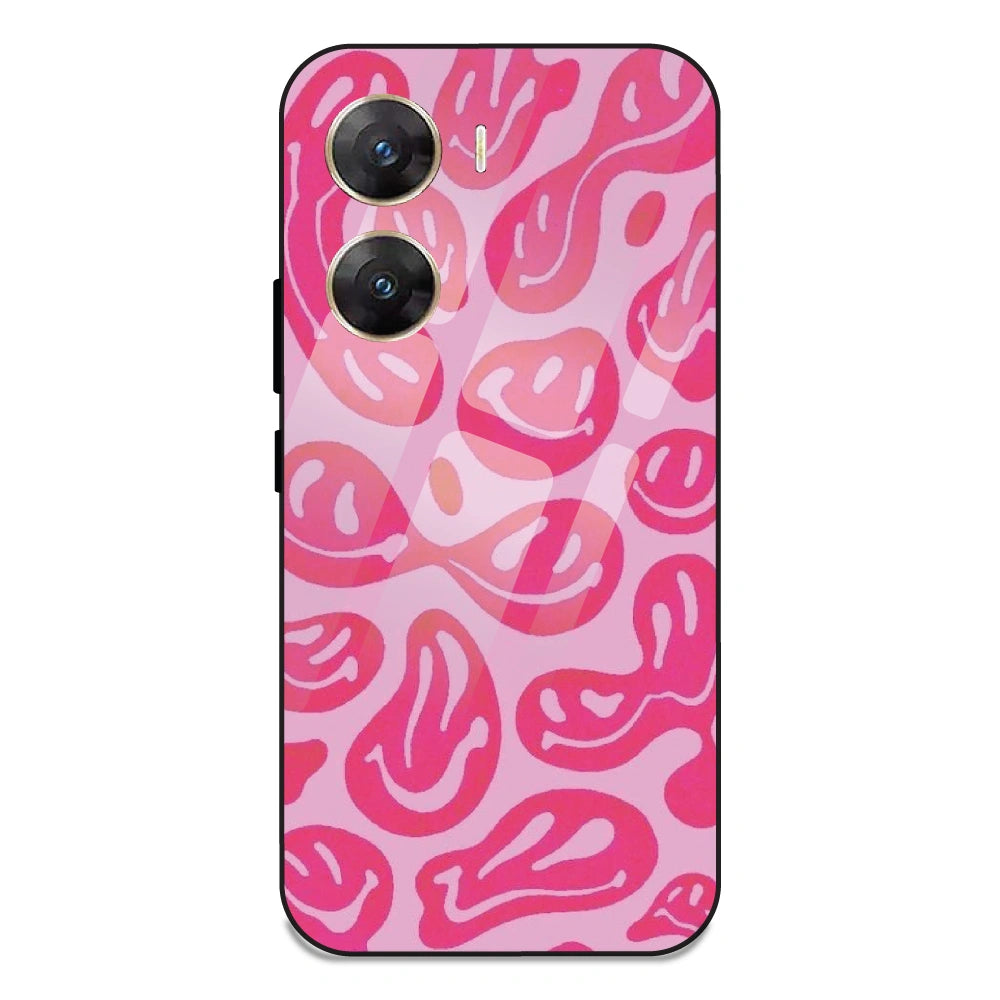 Pink Smilies - Glass Case For Vivo V29E 5G