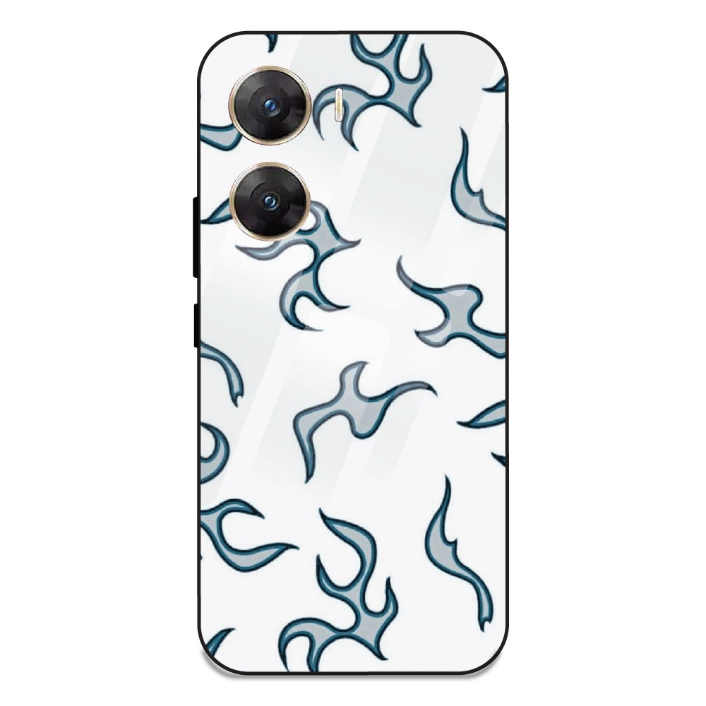 White And Blue Flames - Glass Case For Vivo V29E 5G