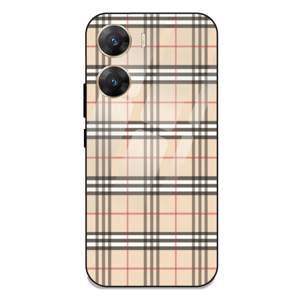 Yellow Checks - Glass Case For Vivo V29E 5G