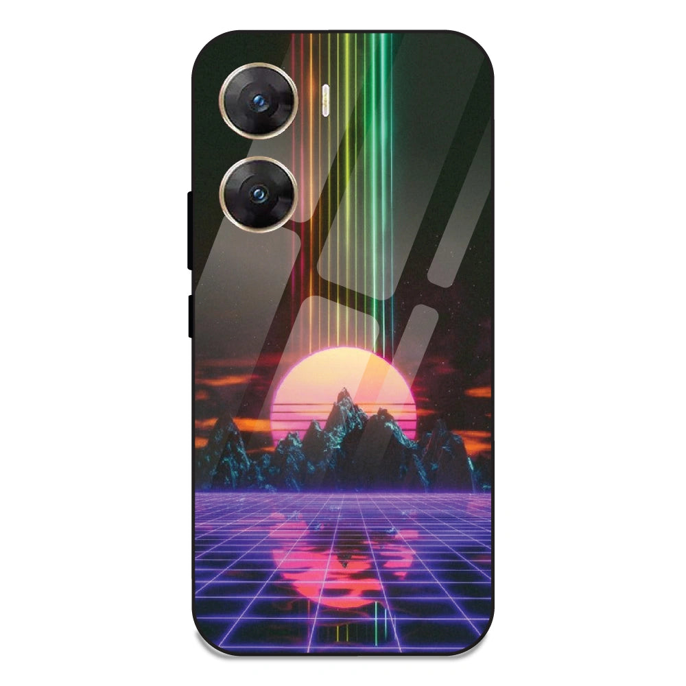 Retro Sunset Synthwave - Glass Case For Vivo V29E 5G
