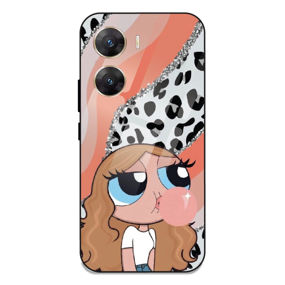 Peach Print Baddie Girl - Glass Case For Vivo V29E 5G