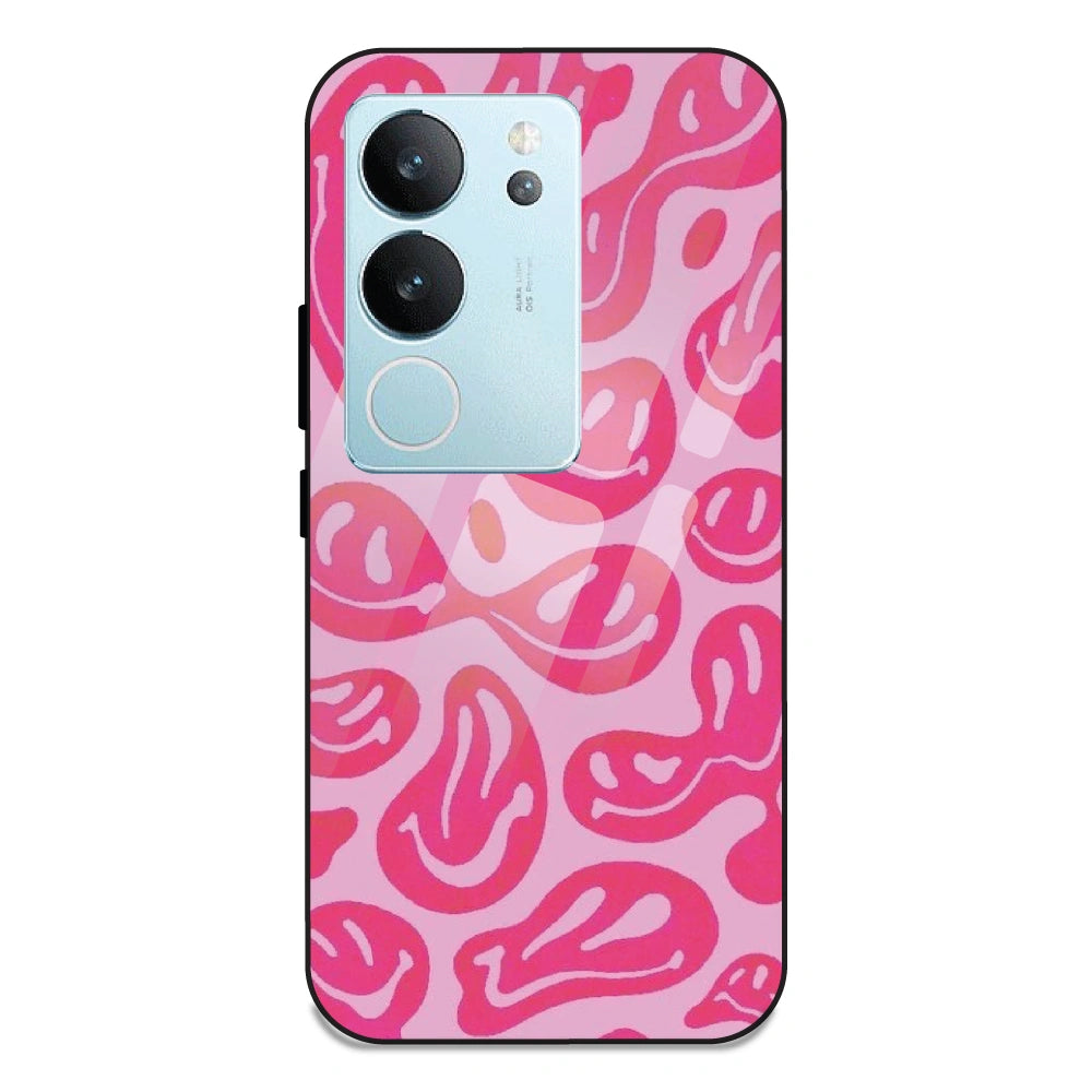Pink Smilies - Glass Case For Vivo V29