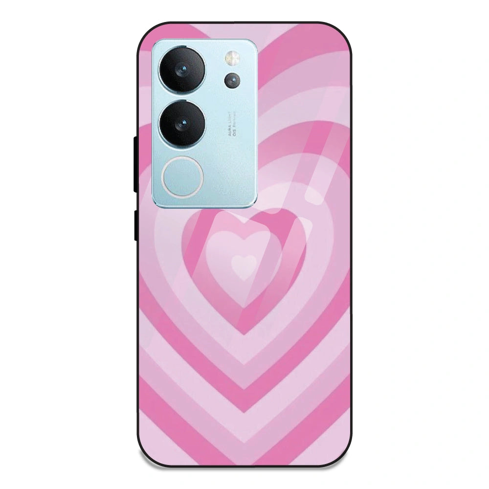 Pink Hearts - Glass Case For Vivo V29