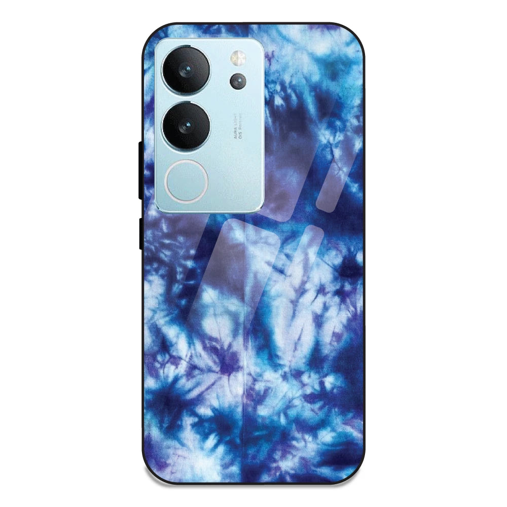 Dark Blue Tie Dye - Glass Case For Vivo V29