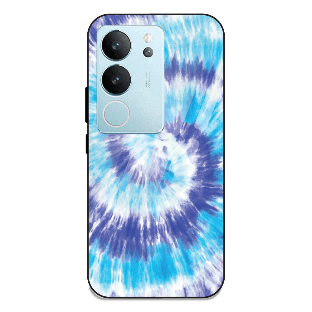 Aqua Tie Dye - Glass Case For Vivo V29