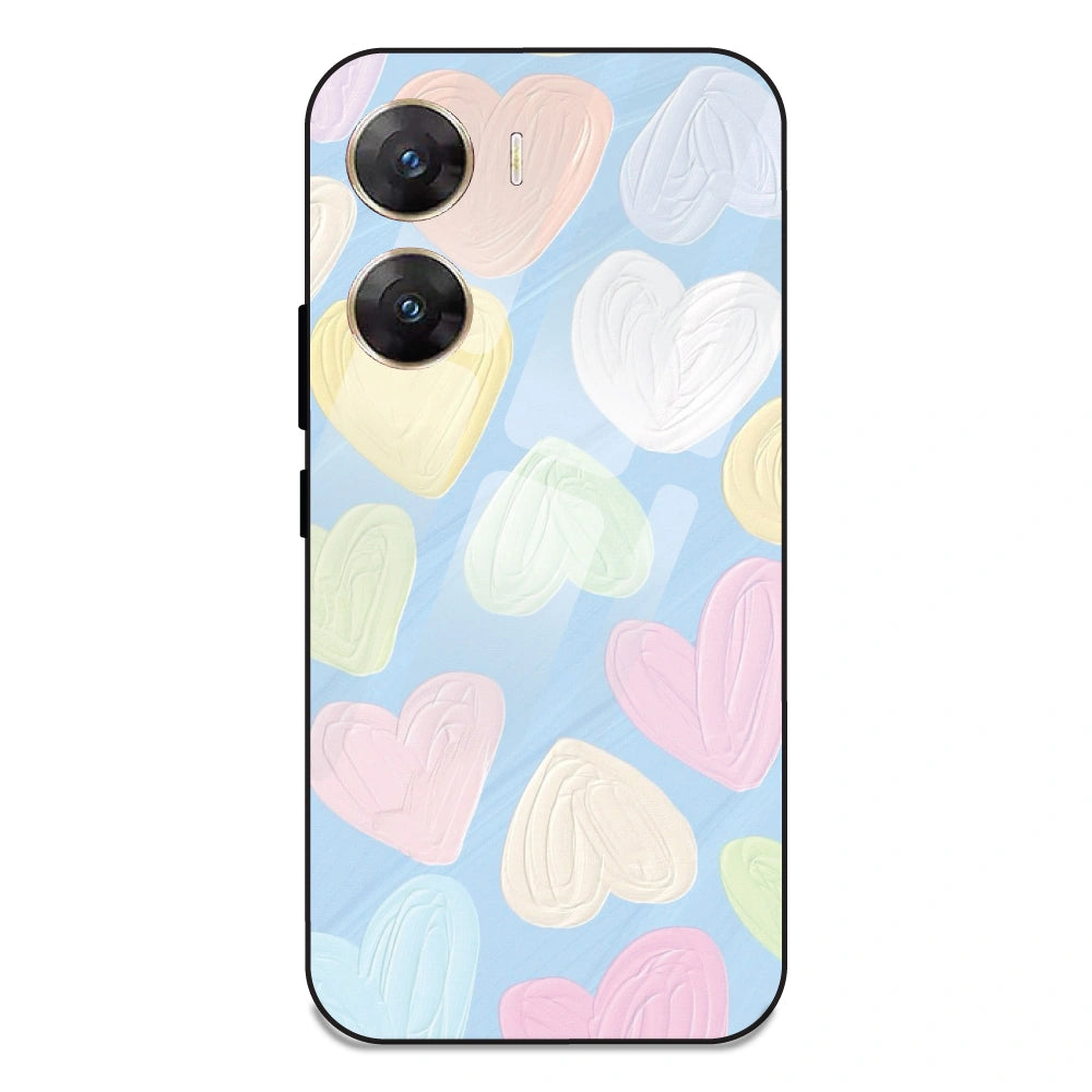 Pastel Hearts - Glass Case For Vivo V29E 5G