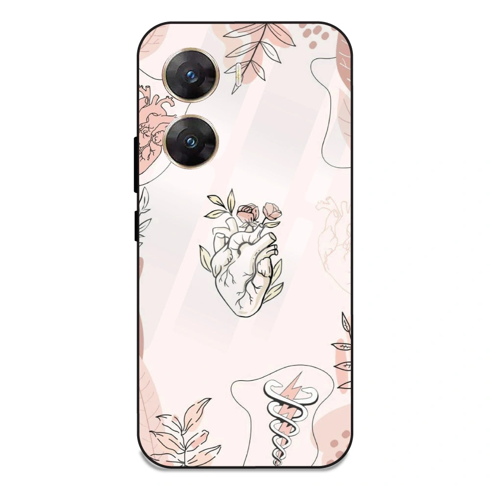 Heart And Flowers - Glass Case For Vivo V29E 5G