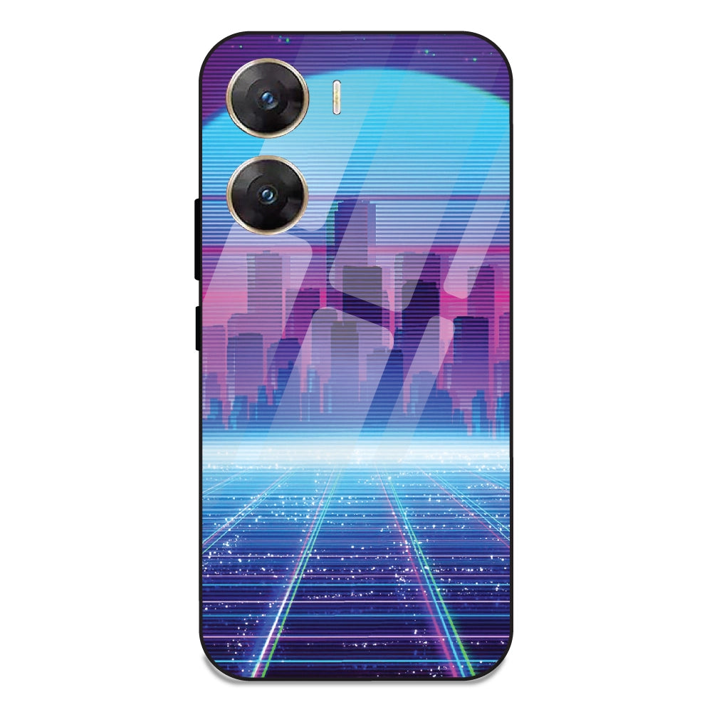 Cityscape Synthwave - Glass Case For Vivo V29E 5G