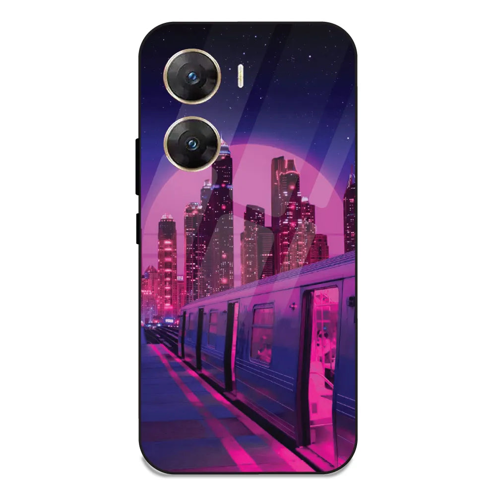 Neon City Synthwave - Glass Case For Vivo V29E 5G