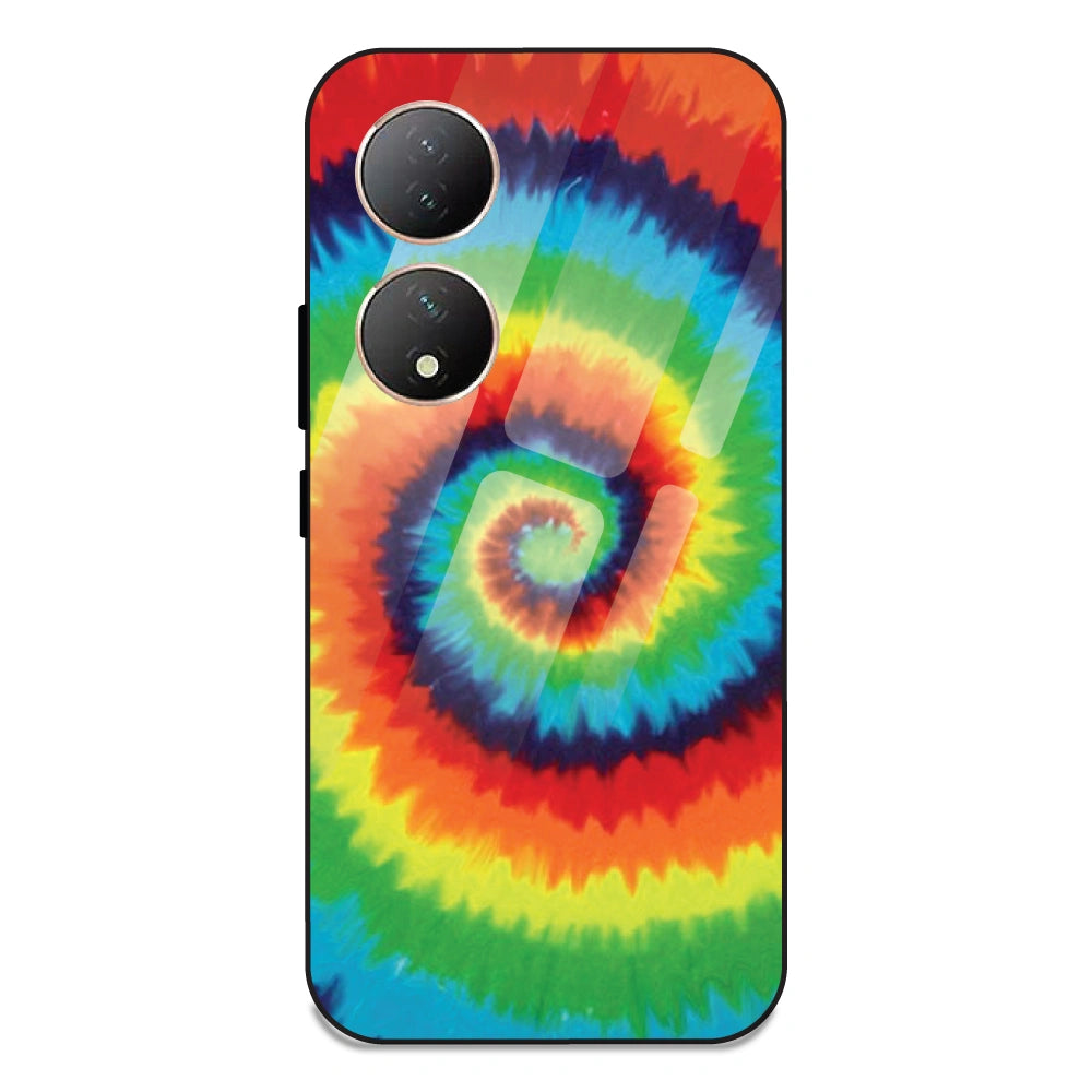 Rainbow Tie Dye - Glass Case For Vivo Y100