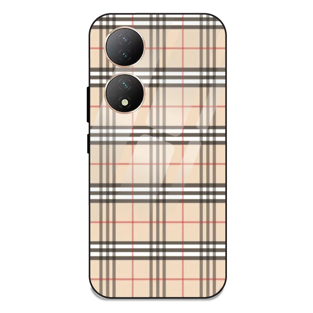 Yellow Checks - Glass Case For Vivo Y100