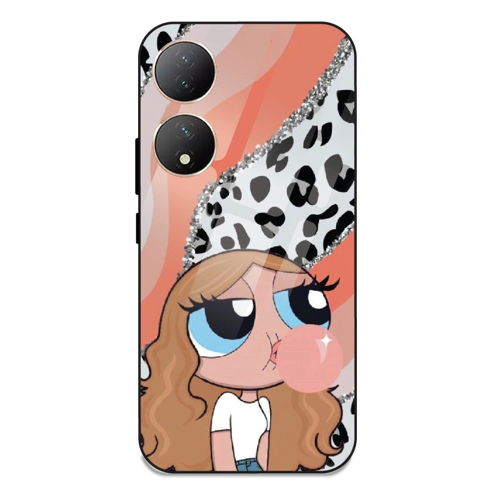 Peach Print Baddie Girl - Glass Case For Vivo Y100